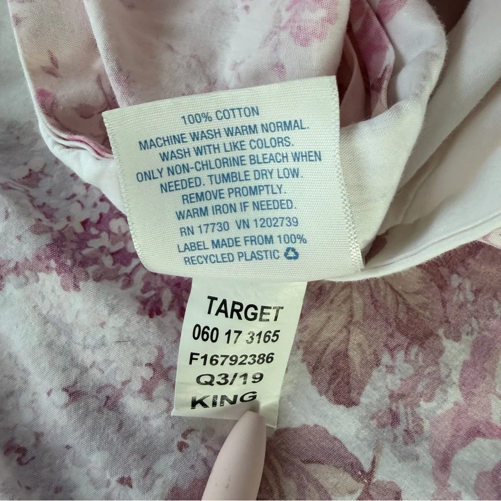 Simply Shabby Chic Blush Bouquet Reversible King Duvet Cover Pink Rose HTF FLAWS